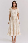 Kelsey | Women’s Square Neck Puff Sleeve Midi Dress