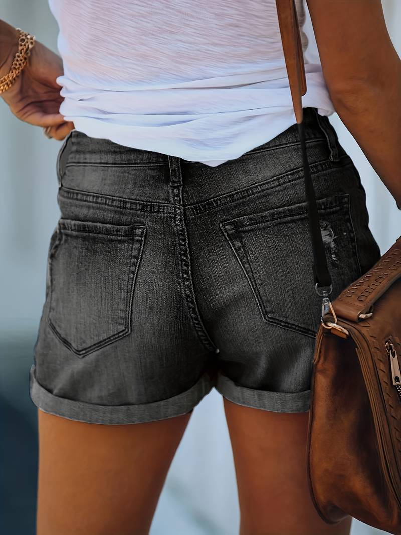 Kelsey | Women’s High Rise Cuffed Rolled Hem Shorts