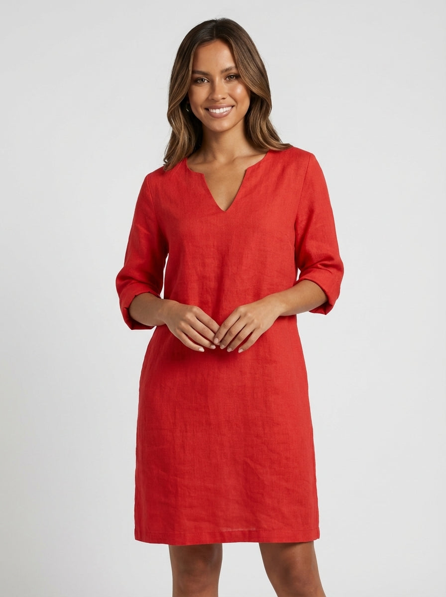 Kimberly | Women's V Neck Midi Knee Length Summer Dress