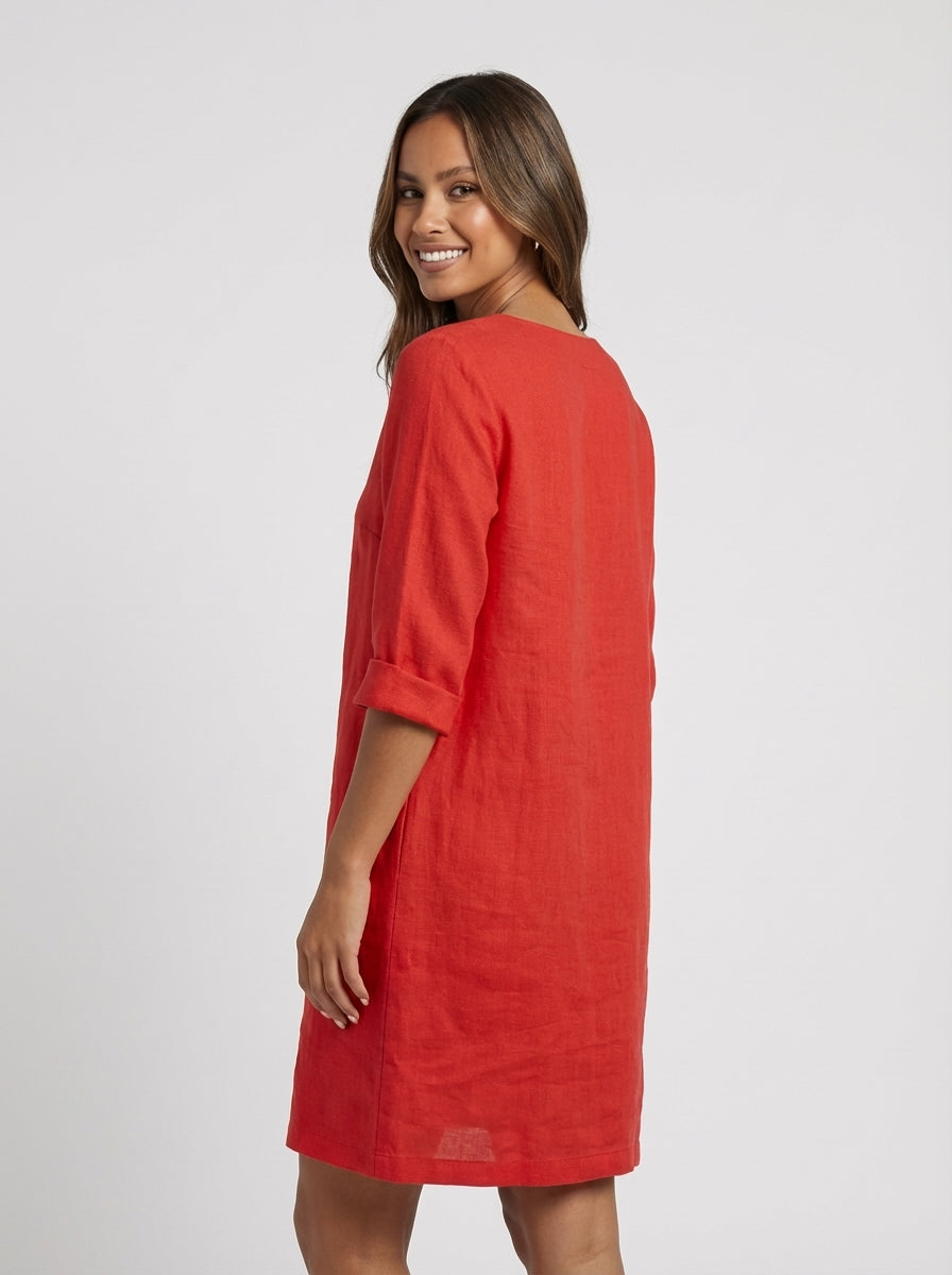 Kimberly | Women's V Neck Midi Knee Length Summer Dress