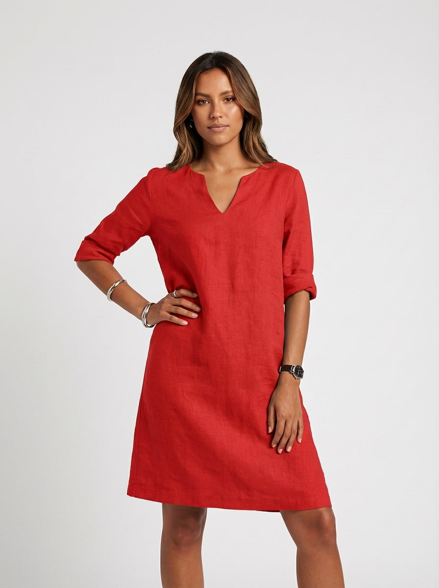 Kimberly | Women's V Neck Midi Knee Length Summer Dress