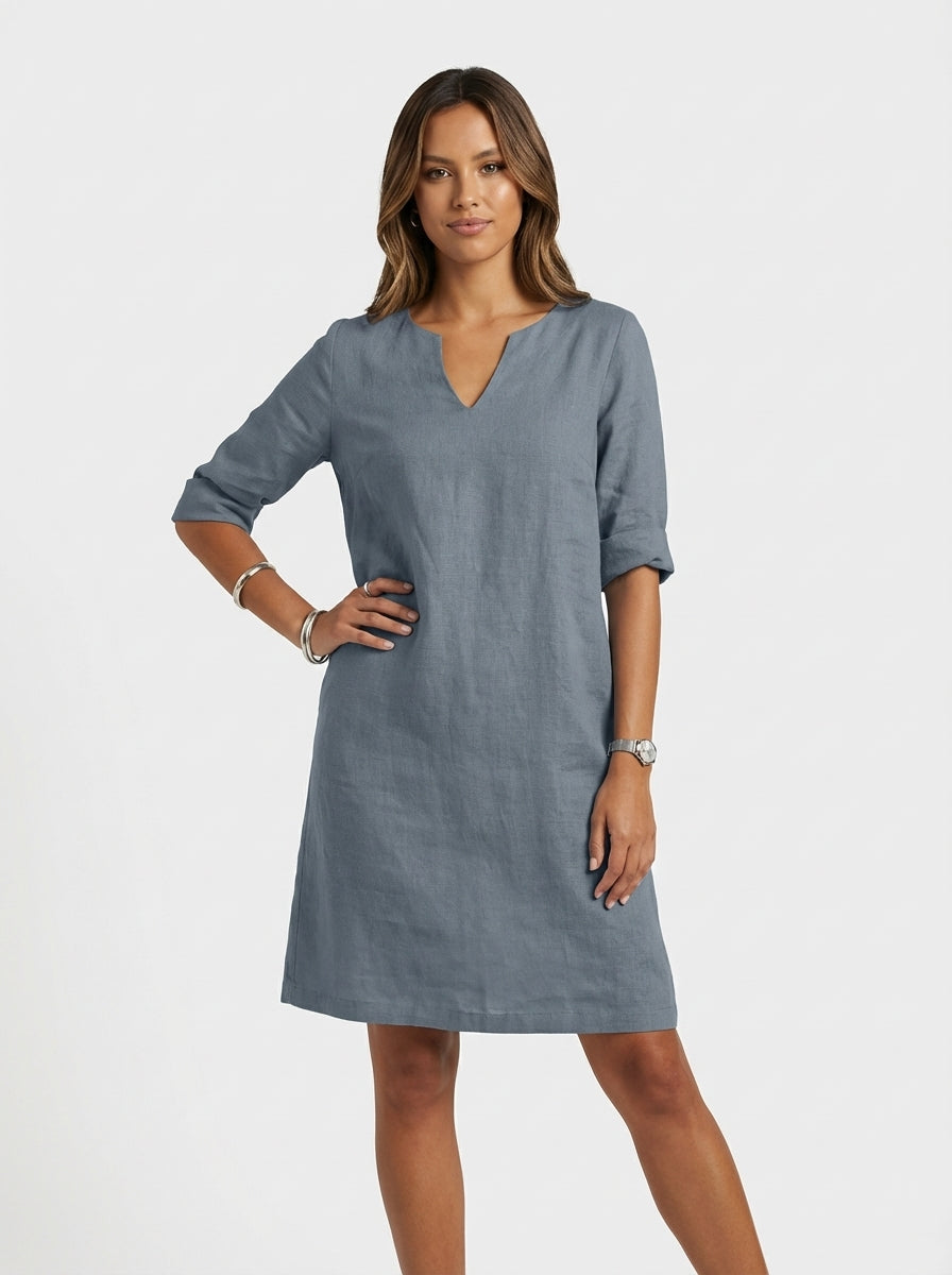 Kimberly | Women's V Neck Midi Knee Length Summer Dress