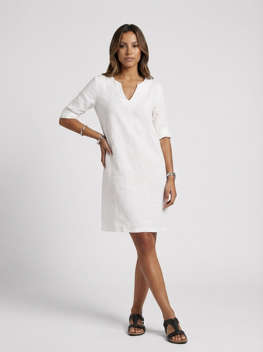 Kimberly | Women's V Neck Midi Knee Length Summer Dress