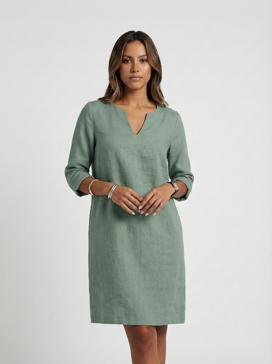 Kimberly | Women's V Neck Midi Knee Length Summer Dress