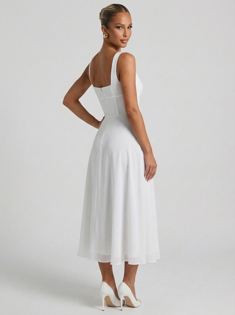 Kylie | Women’s Square Neck A Line Midi Dress