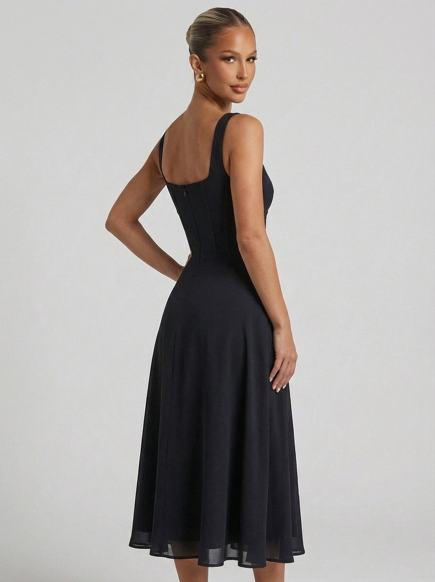 Kylie | Women’s Square Neck A Line Midi Dress