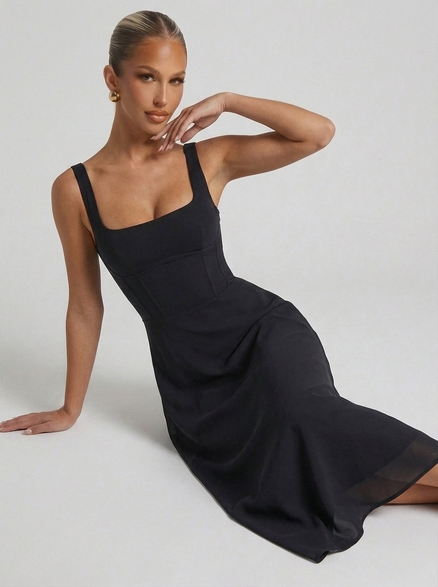 Kylie | Women’s Square Neck A Line Midi Dress