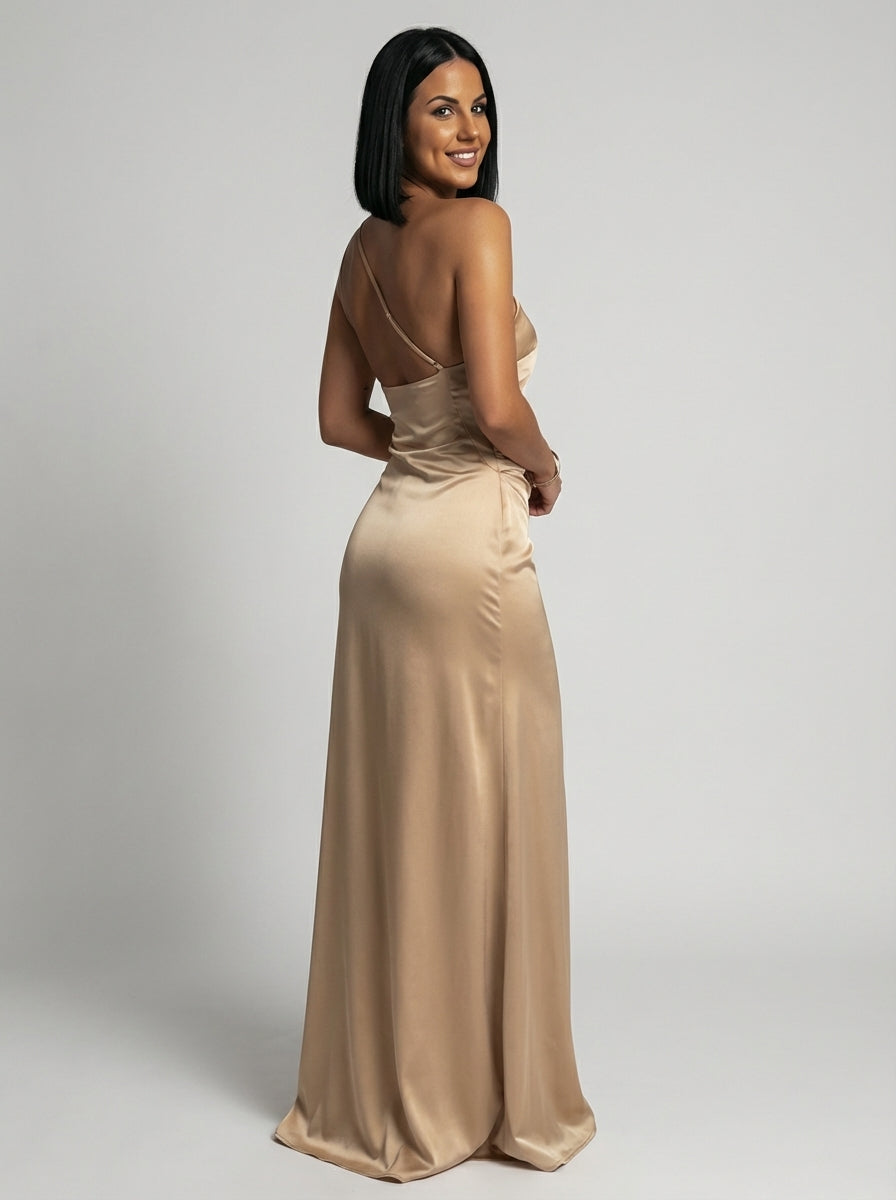 Laura | Women’s One Shoulder High Slit Maxi Wedding Guest Dress