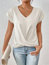 Lucia | Women’s V Neck Twist Front Short Sleeve Knit Shirt