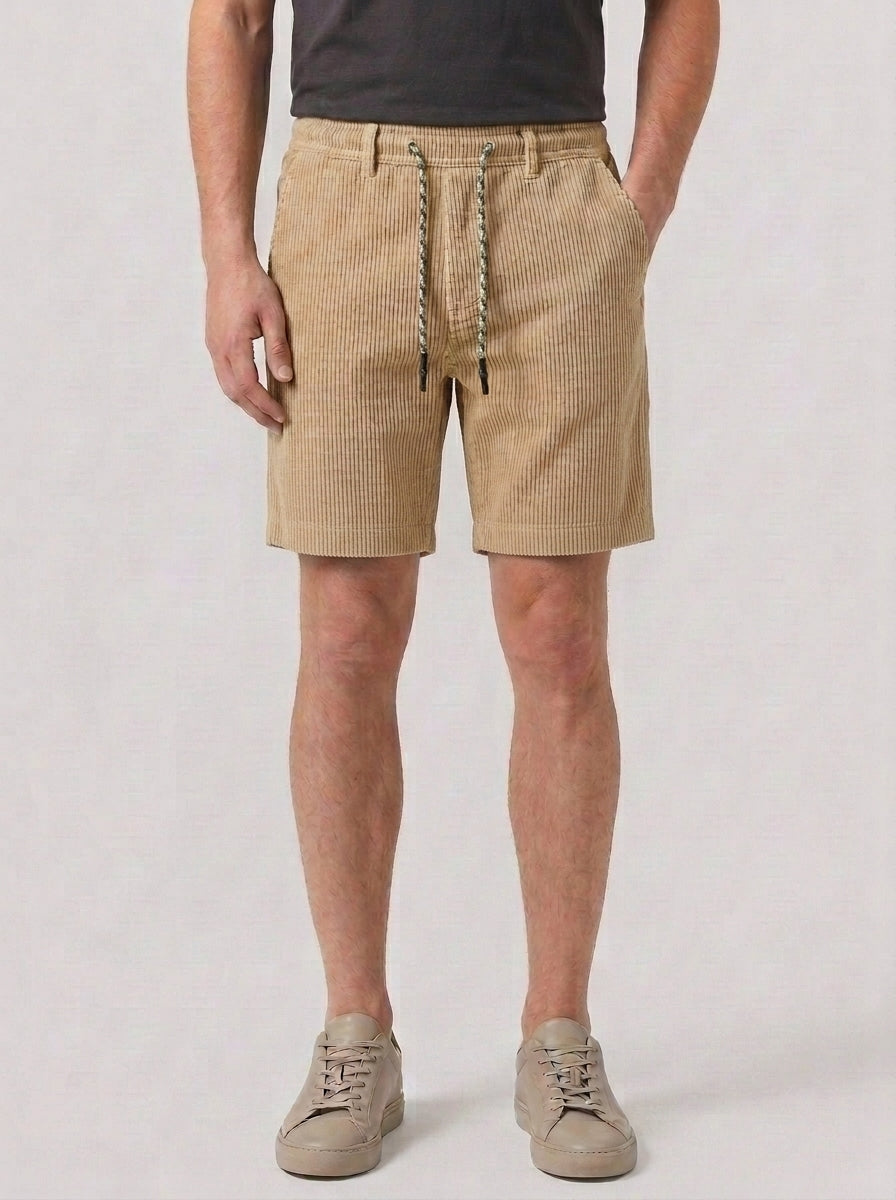 Luke | Men’s Ribbed Drawstring Summer Shorts Rolled Hem
