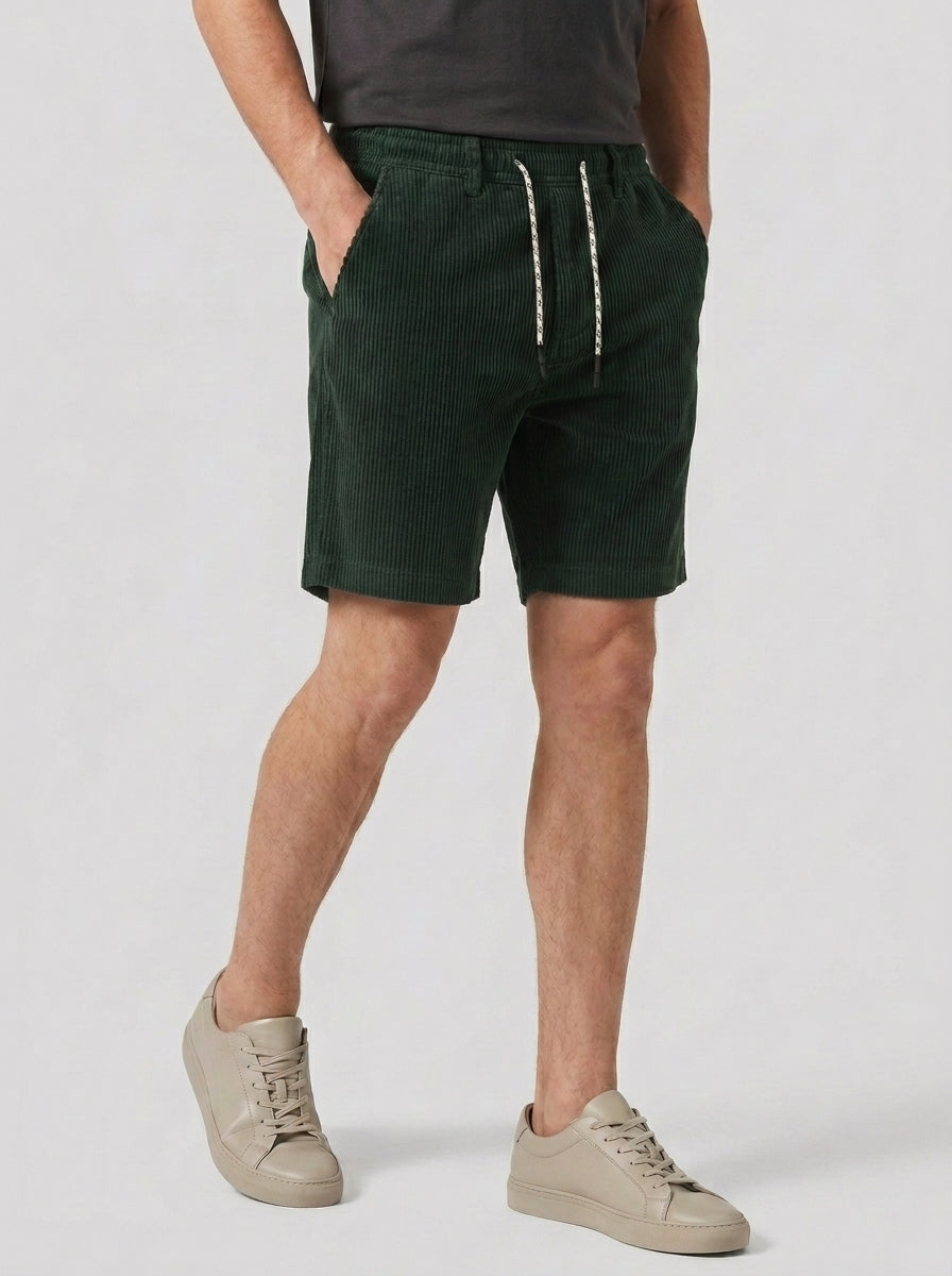 Luke | Men’s Ribbed Drawstring Summer Shorts Rolled Hem