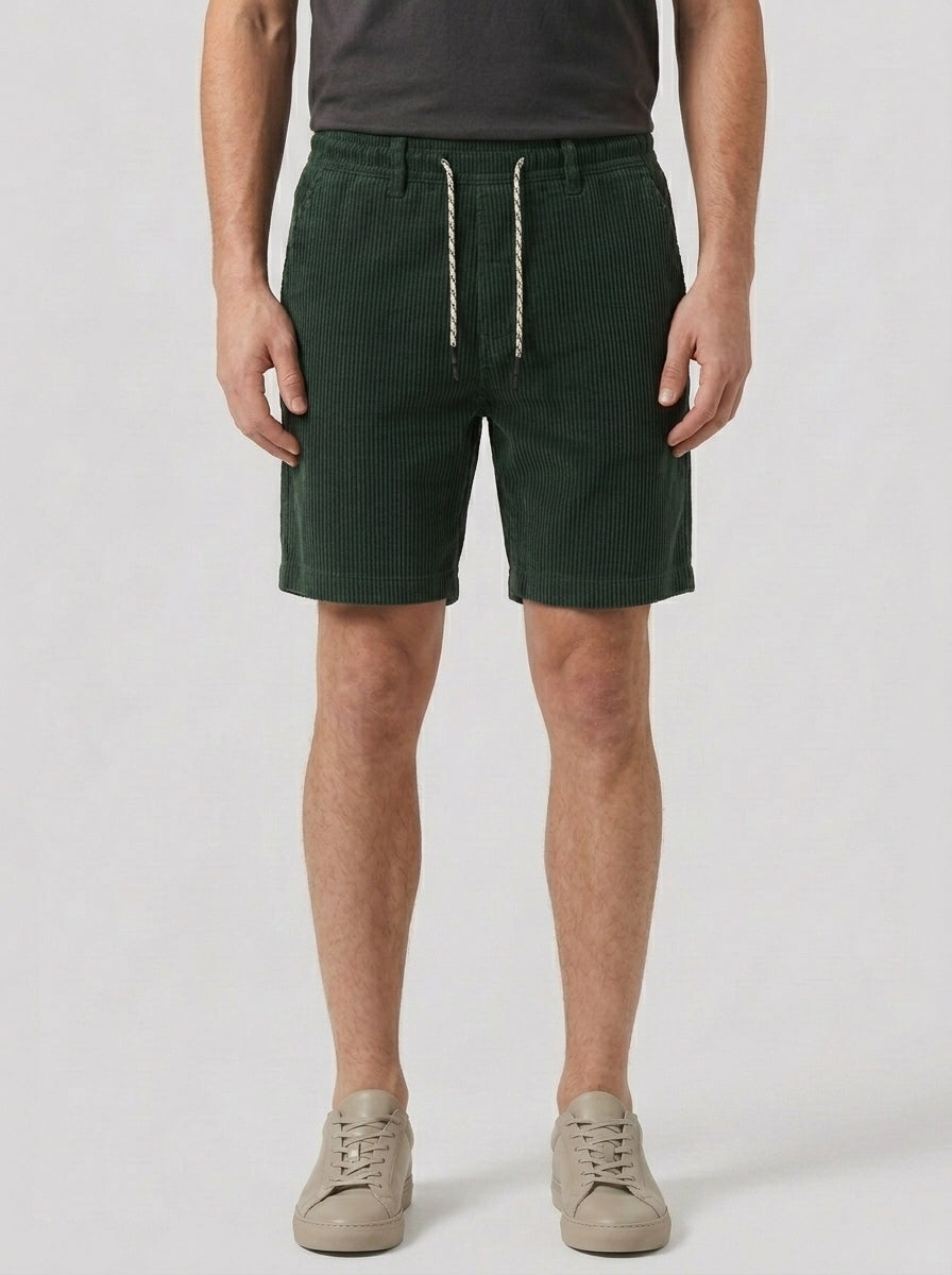 Luke | Men’s Ribbed Drawstring Summer Shorts Rolled Hem