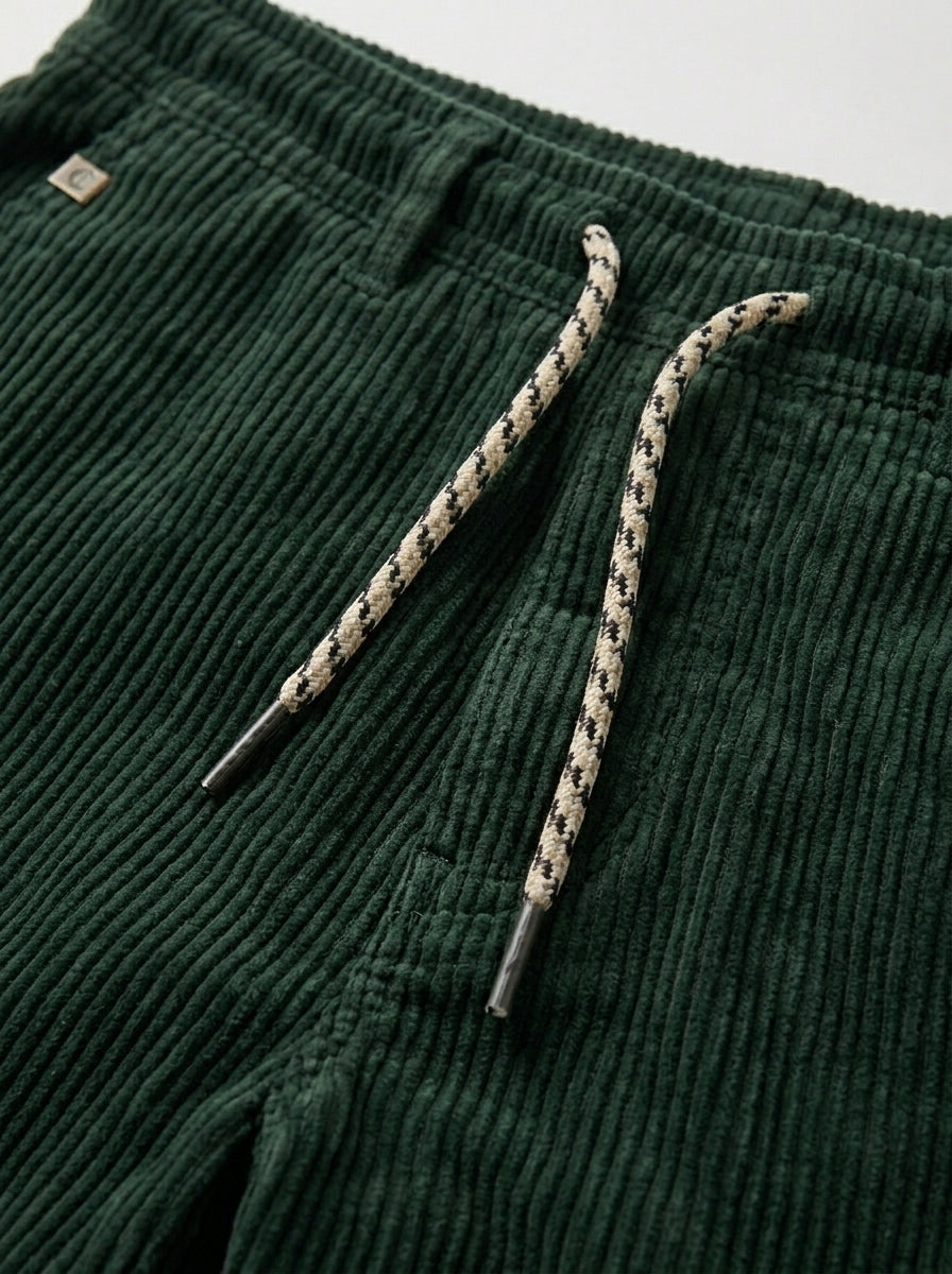 Luke | Men’s Ribbed Drawstring Summer Shorts Rolled Hem