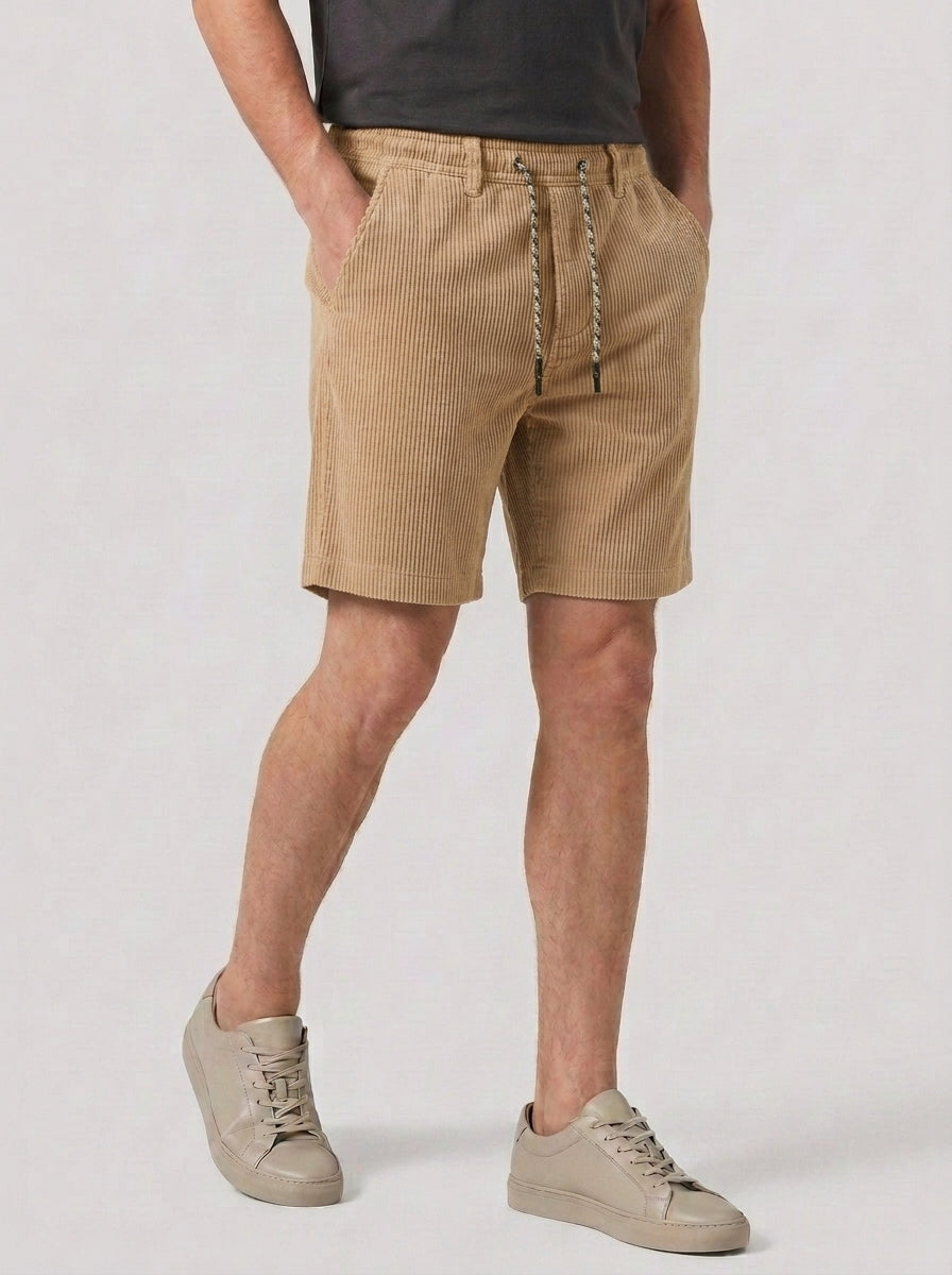 Luke | Men’s Ribbed Drawstring Summer Shorts Rolled Hem