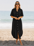 Maggie | Women’s Button Front Collared Beach Cover Up Dress