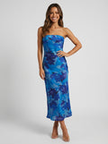 Megan | Women’s Strapless Floral Print Summer Midi Dress