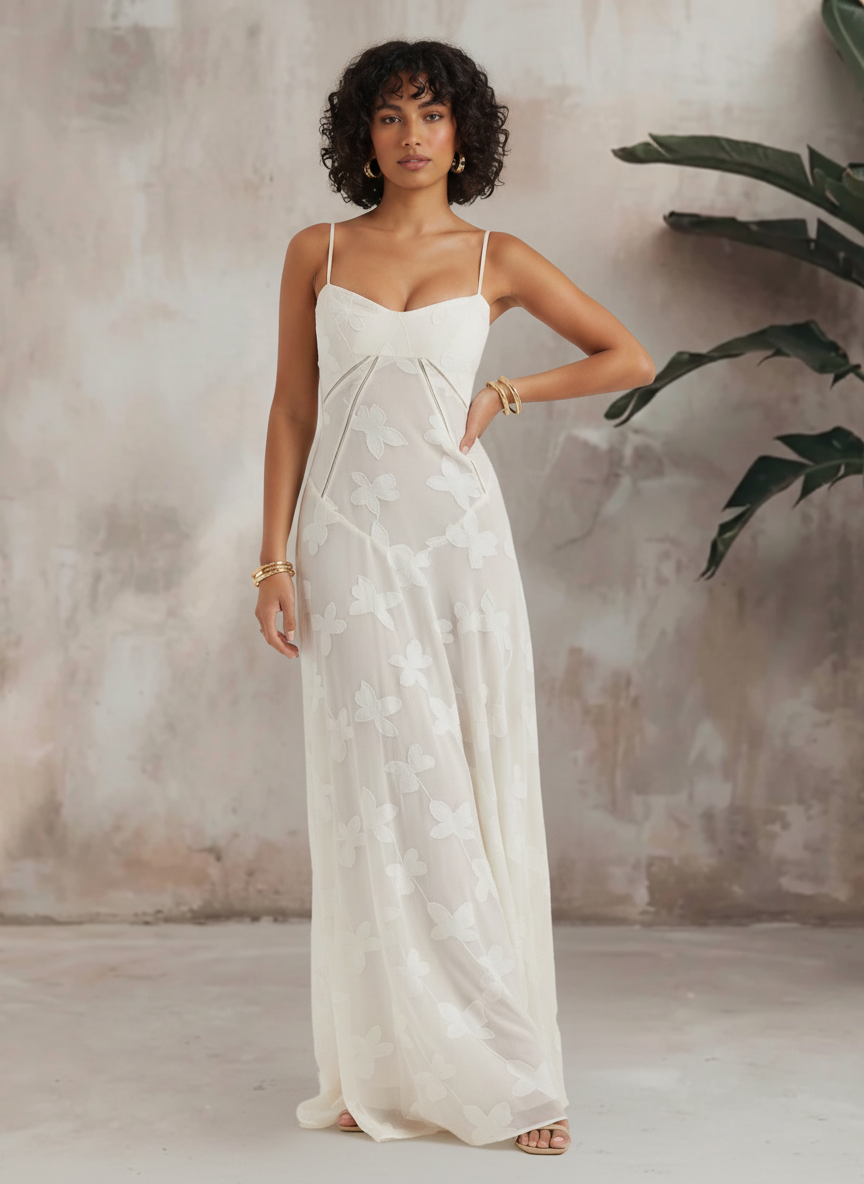 Melody | Women's Graduation Floral Printed Corset Maxi Dress