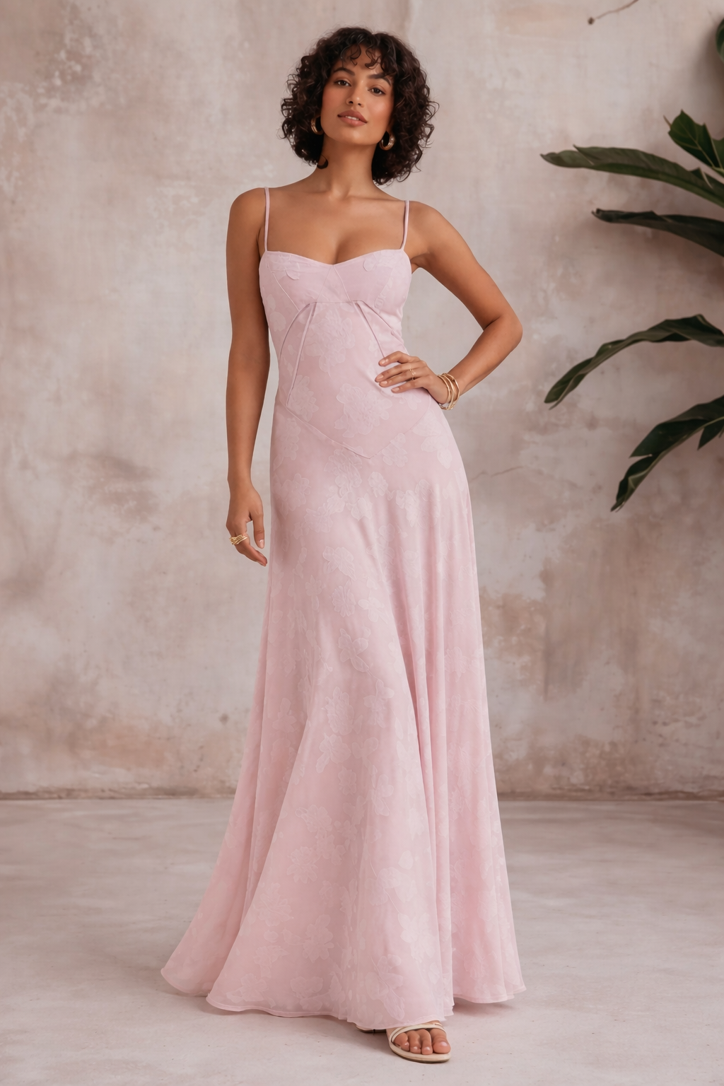 Melody | Women's Graduation Floral Printed Corset Maxi Dress