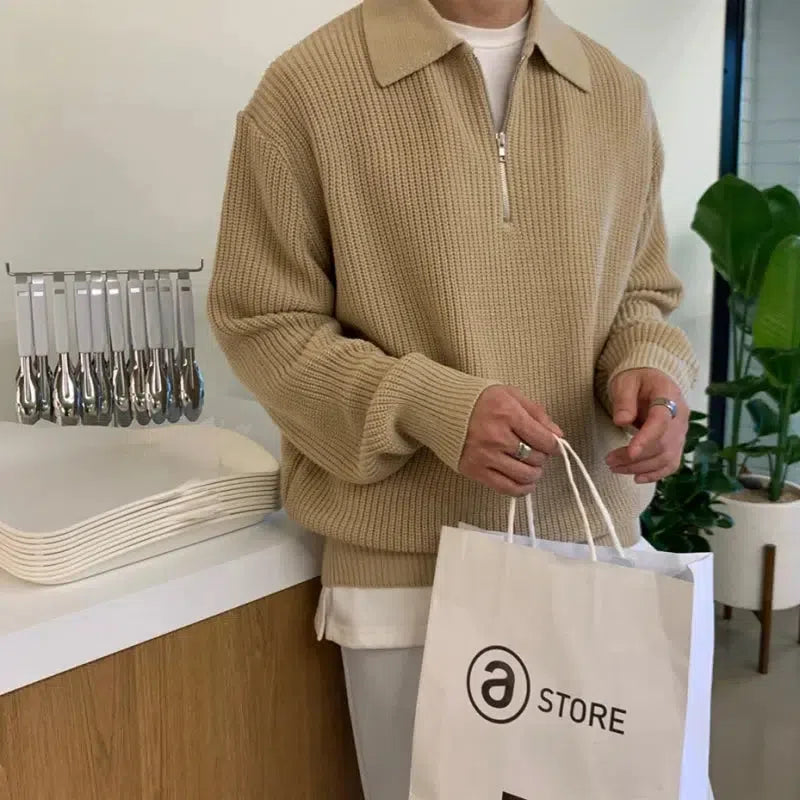 Men’s Cotton Wool Half-Zip Sweater