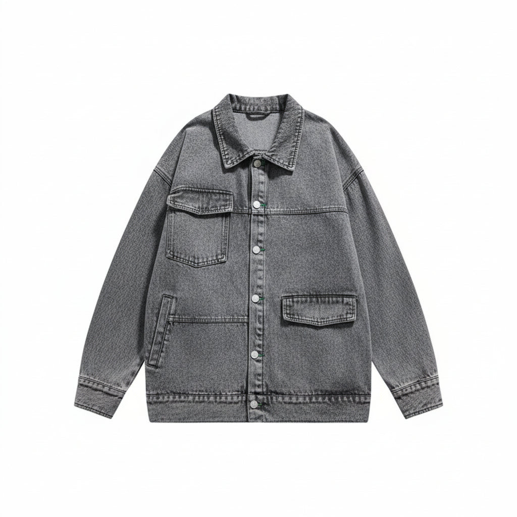 Men’s Denim Jacket with Double Collar