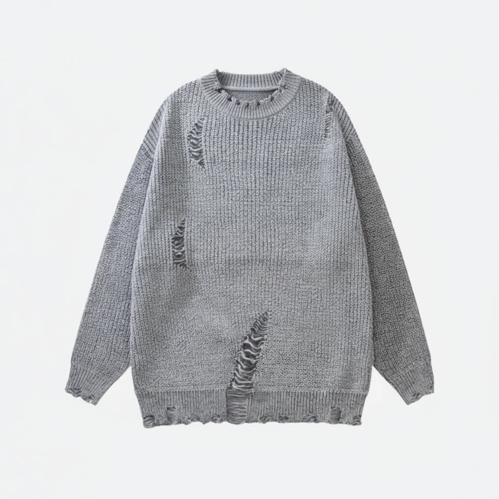 Men's Distressed Oversized Knit Sweater