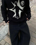 Men’s Graphic Sweater with Distressed Finish