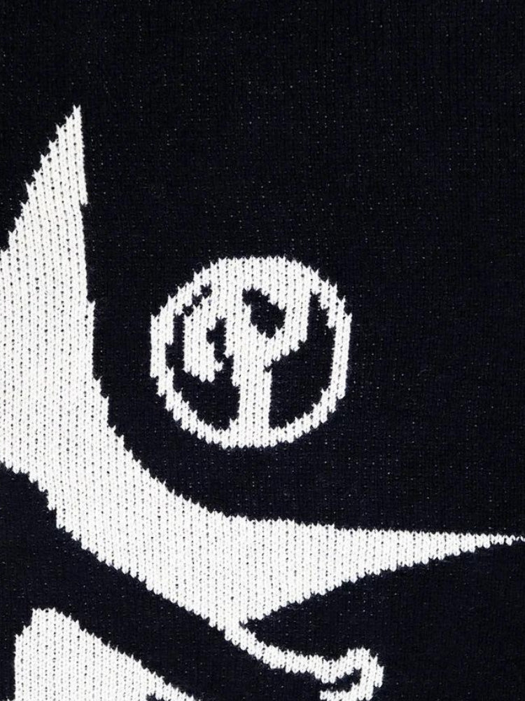 Men’s Graphic Sweater with Distressed Finish