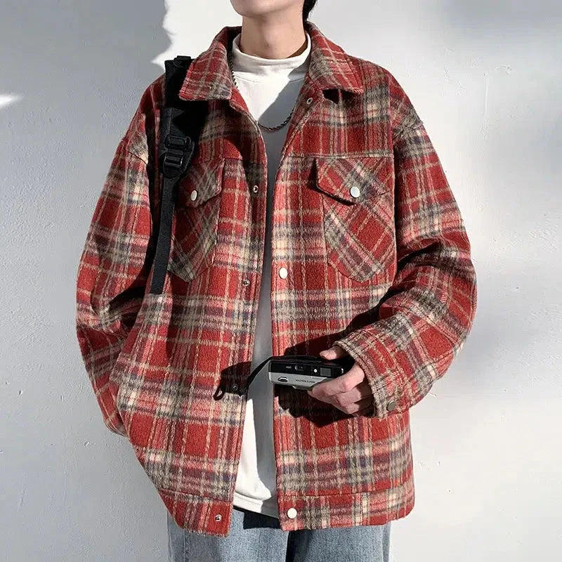 Men’s Plaid Jacket with Chest Pockets