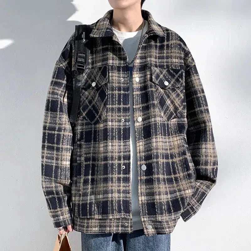 Men’s Plaid Jacket with Chest Pockets