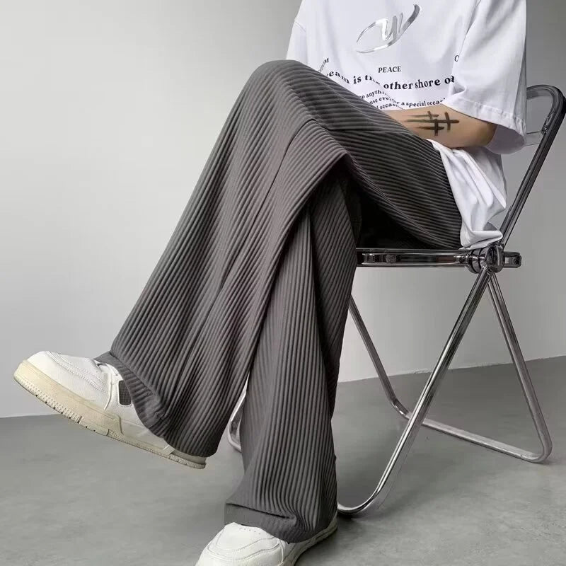 Men’s Pleated Pants Straight-Leg