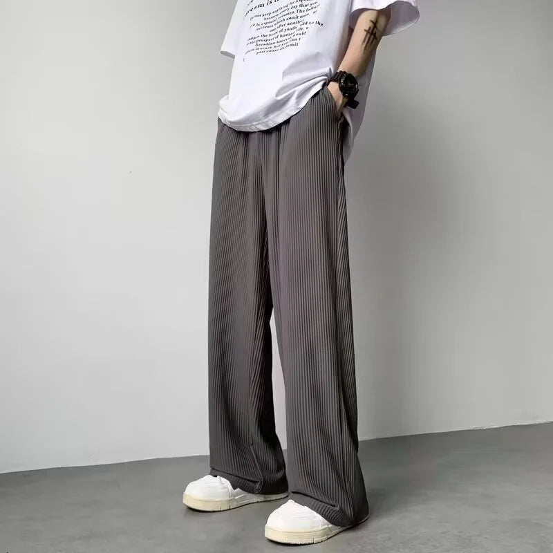 Men’s Pleated Pants Straight-Leg
