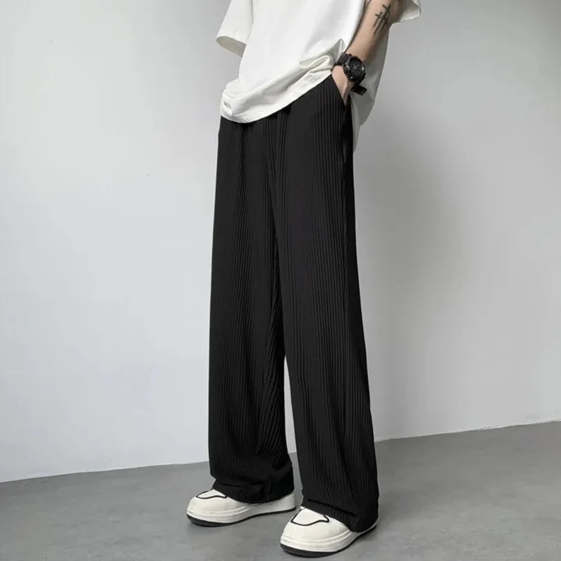 Men’s Pleated Pants Straight-Leg