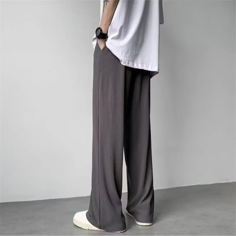 Men’s Pleated Pants Straight-Leg
