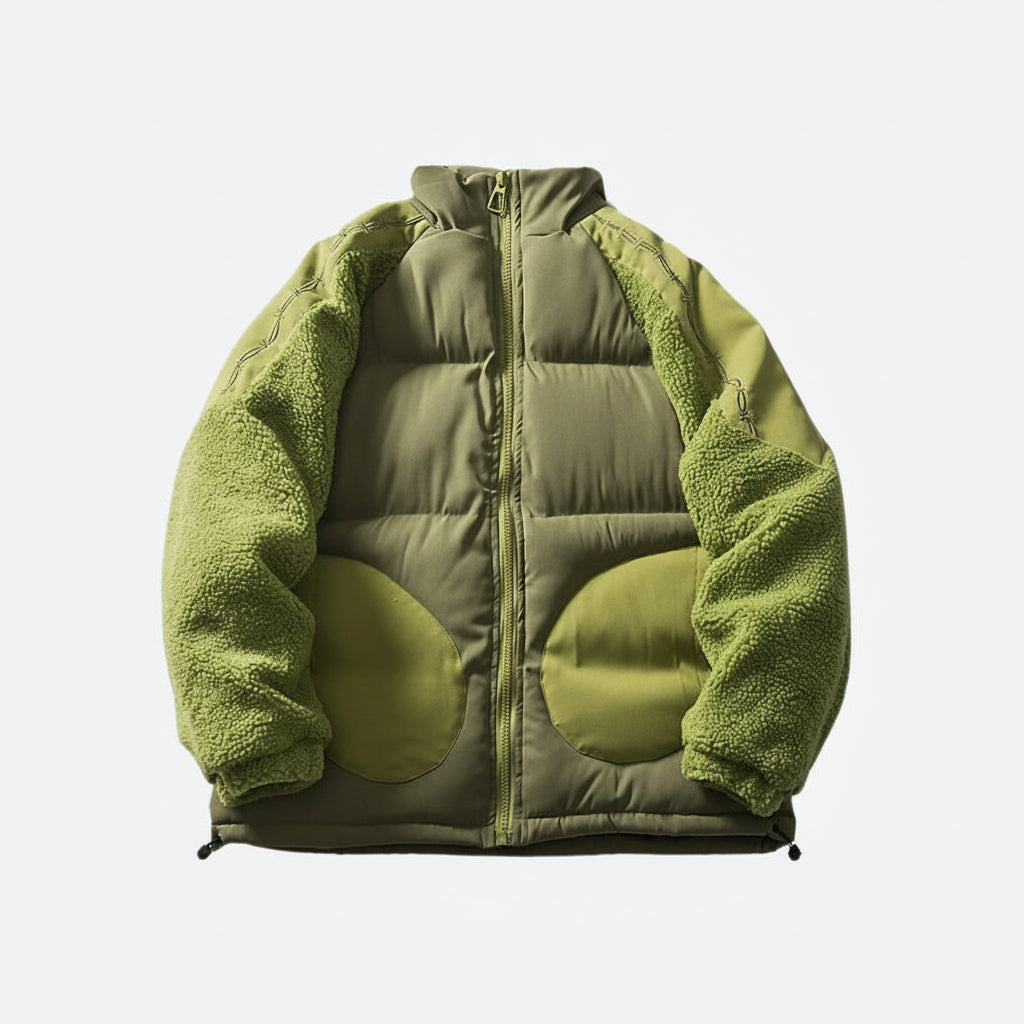 Men’s Puffer Jacket with Faux Fur Sleeves
