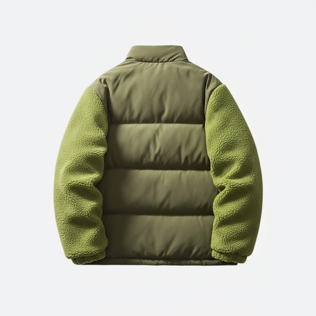 Men’s Puffer Jacket with Faux Fur Sleeves