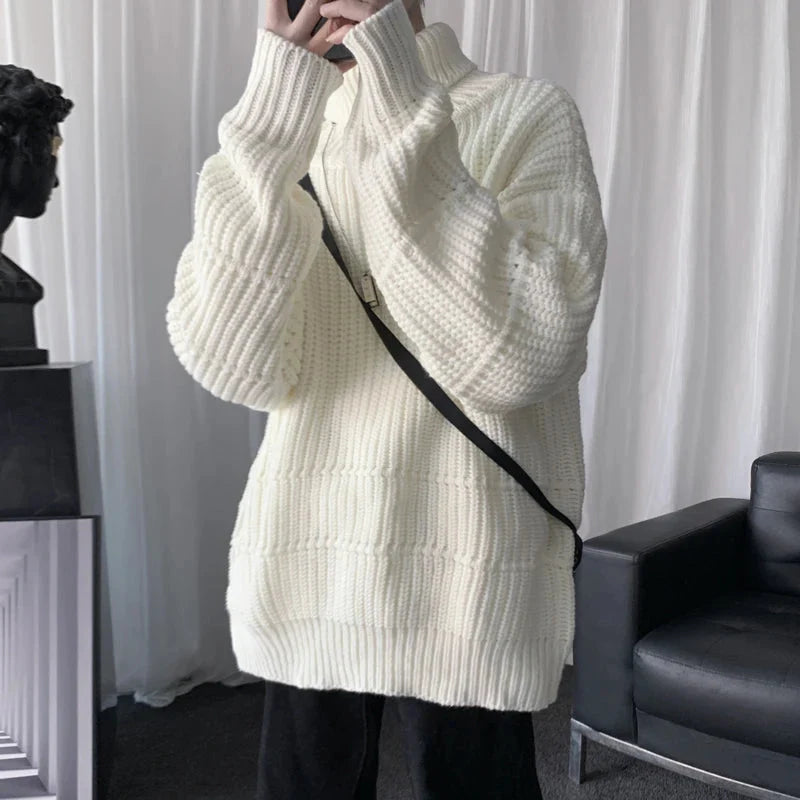 Men's Chunky Knit Oversized Turtleneck Sweater