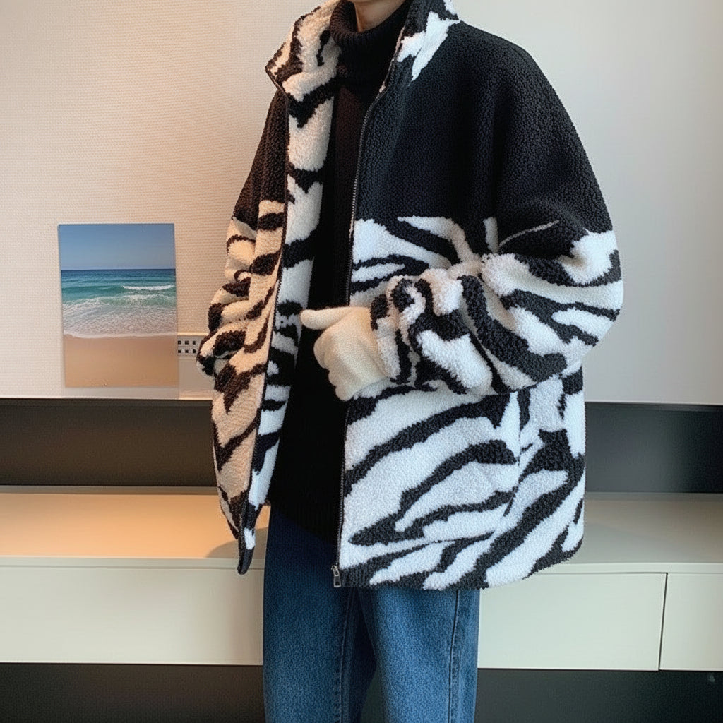 Men’s Zebra-Print Fleece Jacket