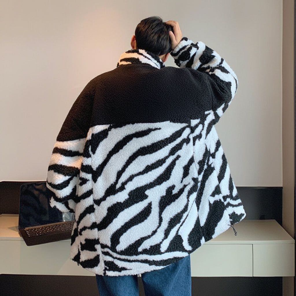 Men’s Zebra-Print Fleece Jacket