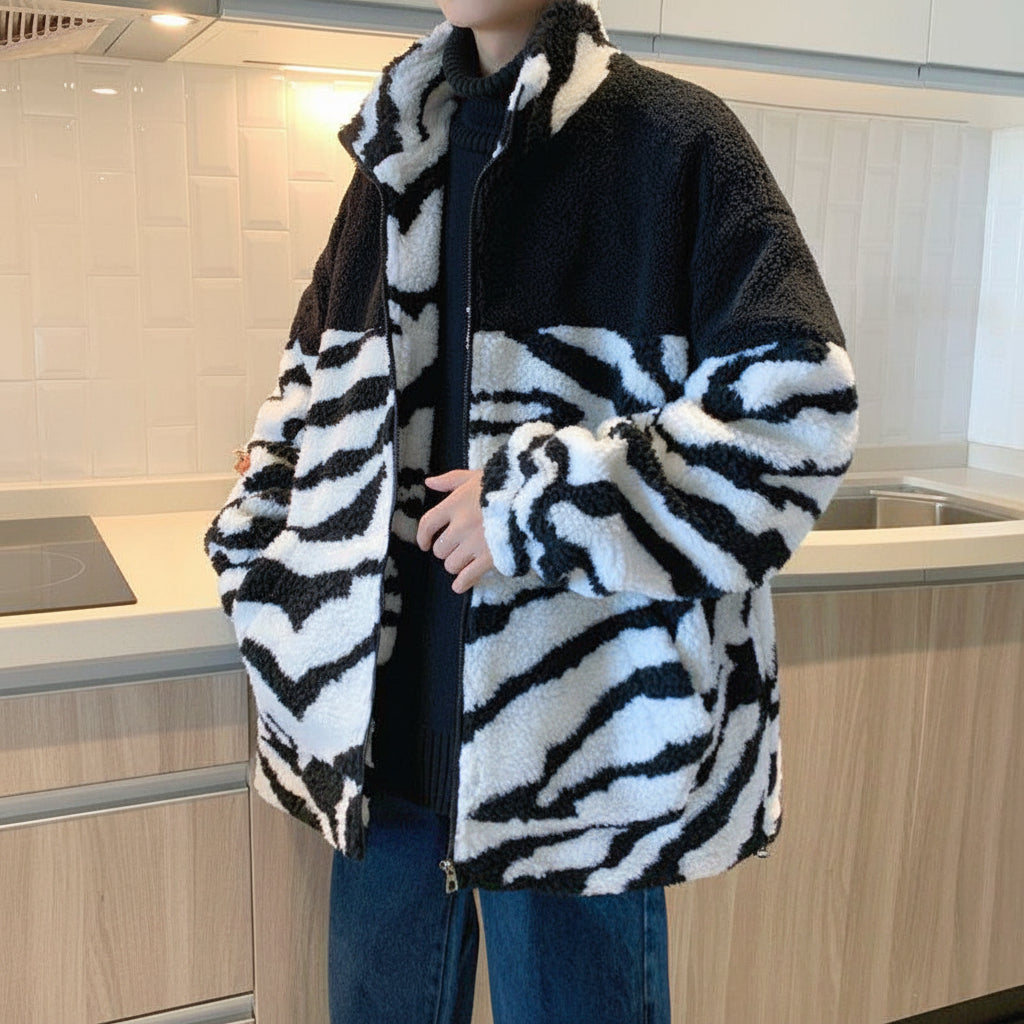 Men’s Zebra-Print Fleece Jacket