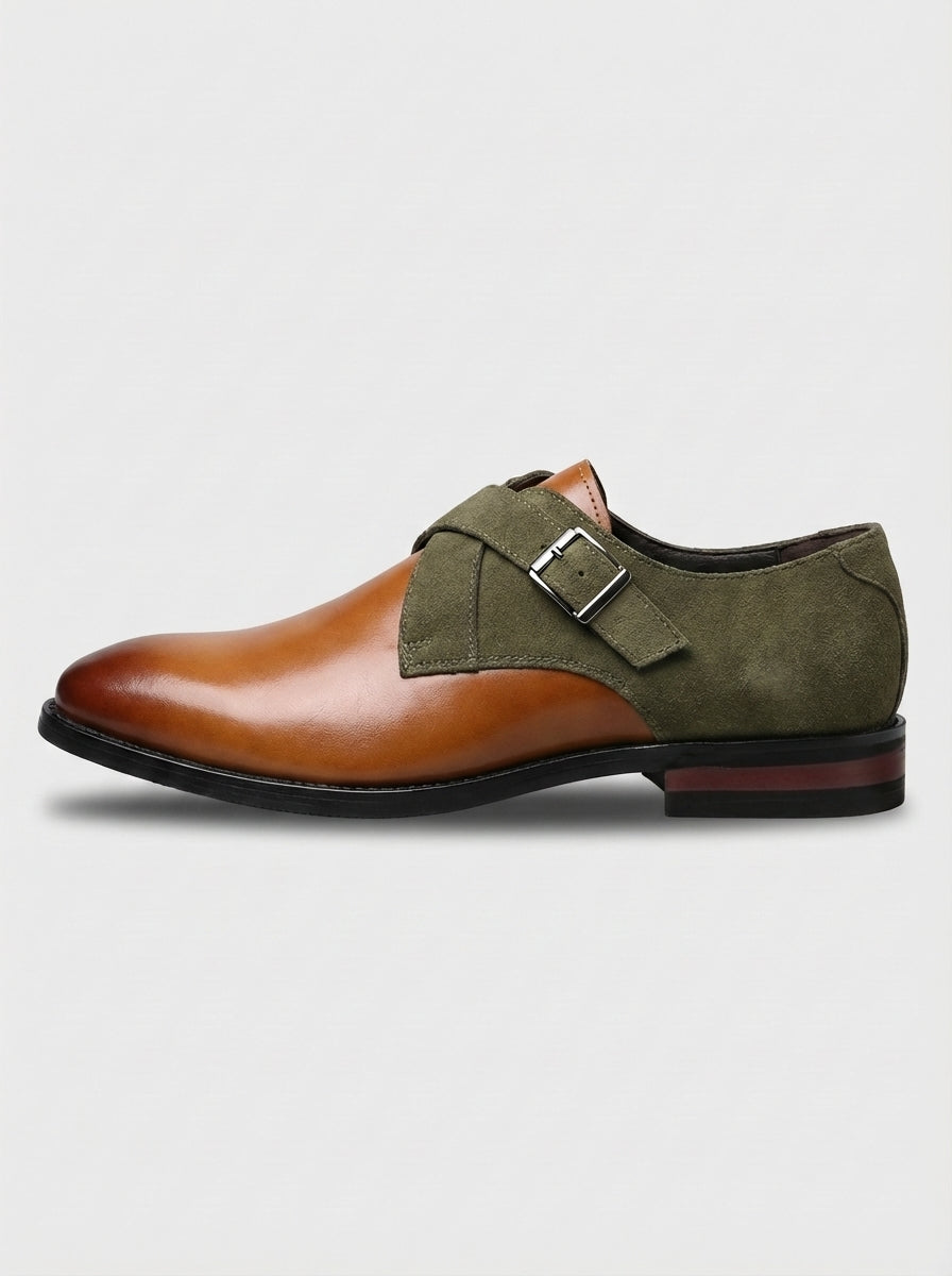 Michael | Men’s Brown Buckle Monk Strap Dress Shoes