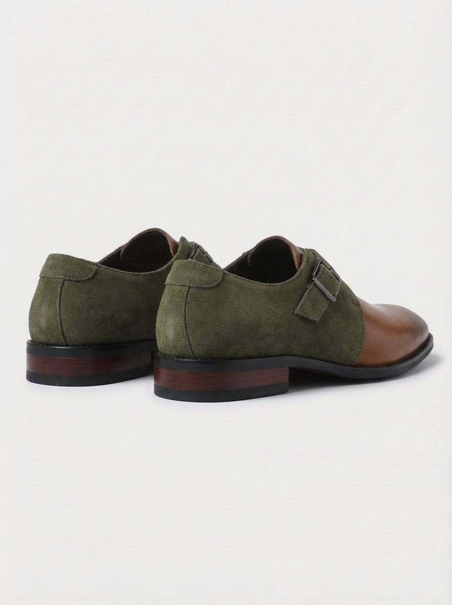 Michael | Men’s Brown Buckle Monk Strap Dress Shoes