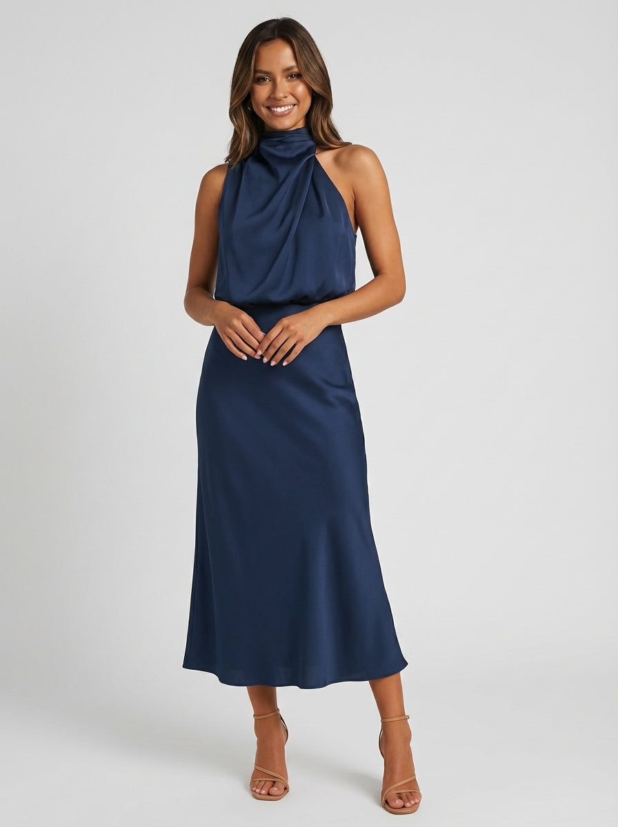 Natalie | Women’s Halter Neck Wedding Guest Midi Dress