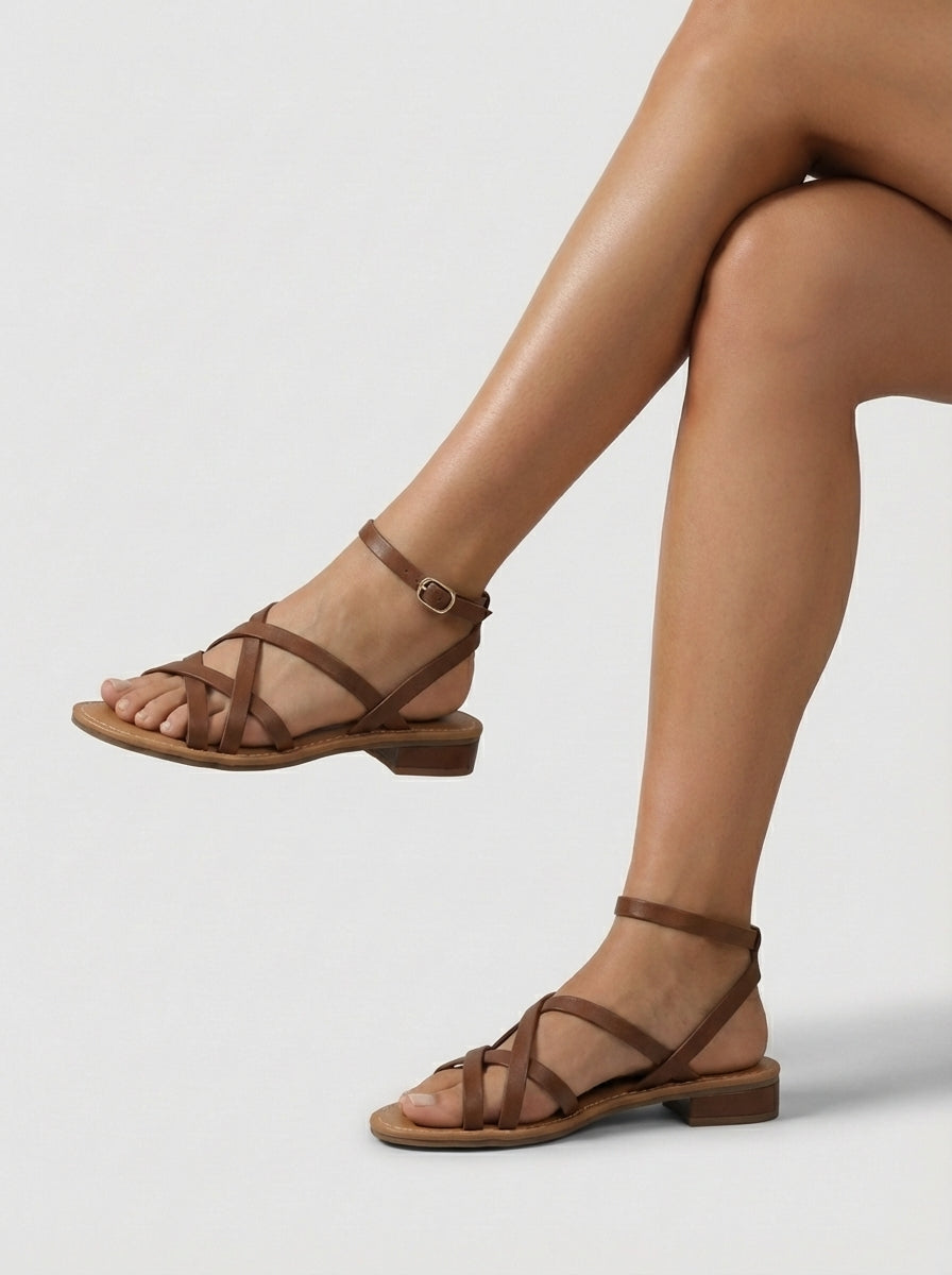Nora | Women’s Open Toe Ankle Strap Block Heel Sandals