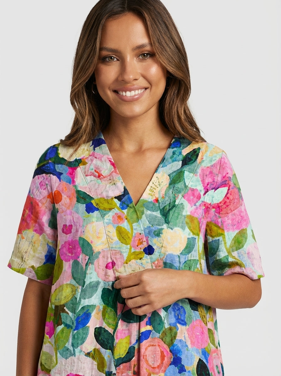 Patricia | Women’s Floral V Neck Summer Beach Midi Dress