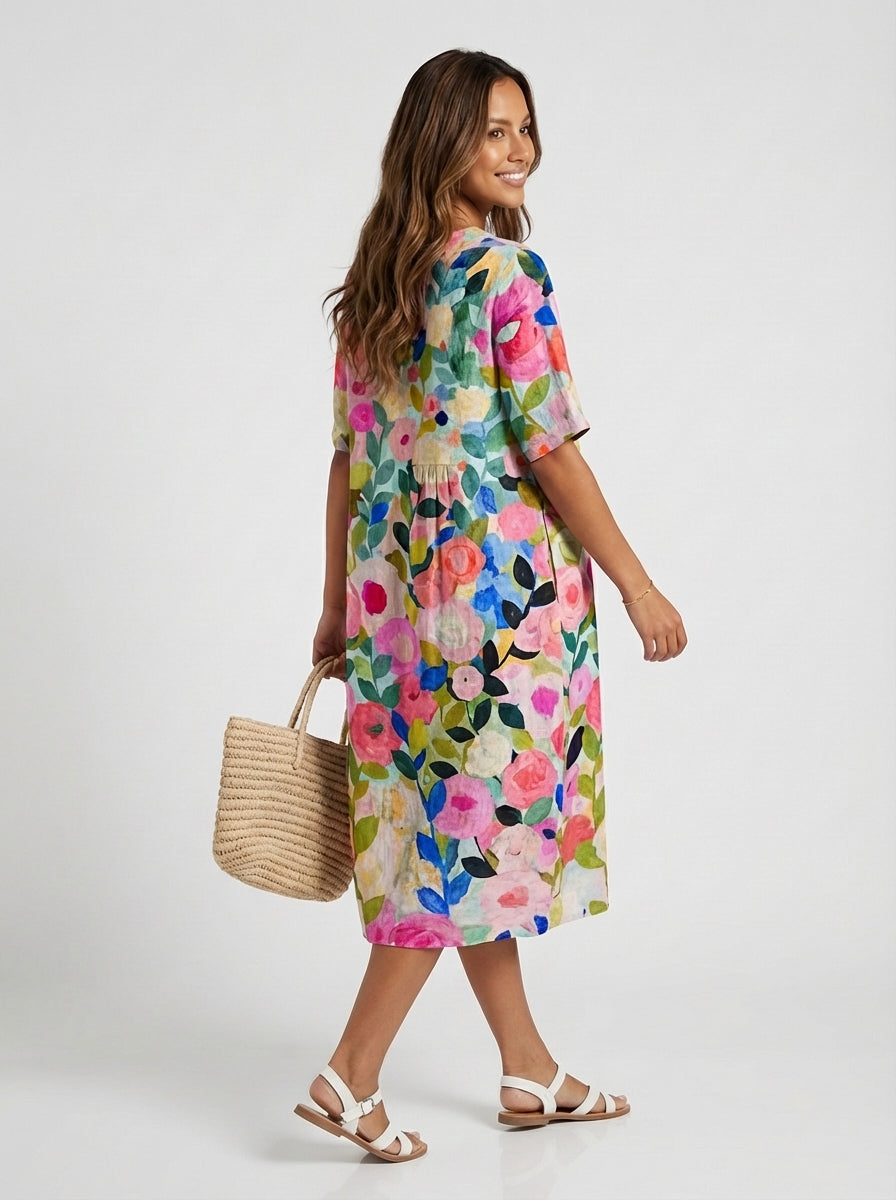 Patricia | Women’s Floral V Neck Summer Beach Midi Dress