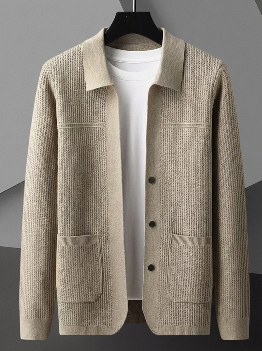 Randy | Men's Open Knit Button Cardigan With Pockets