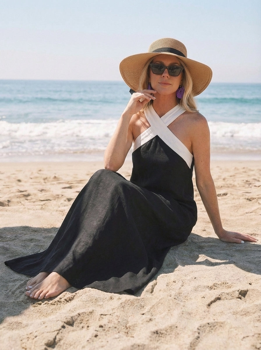 Sophia | Women’s Summer Maxi Dress With Open Back Cross Strap