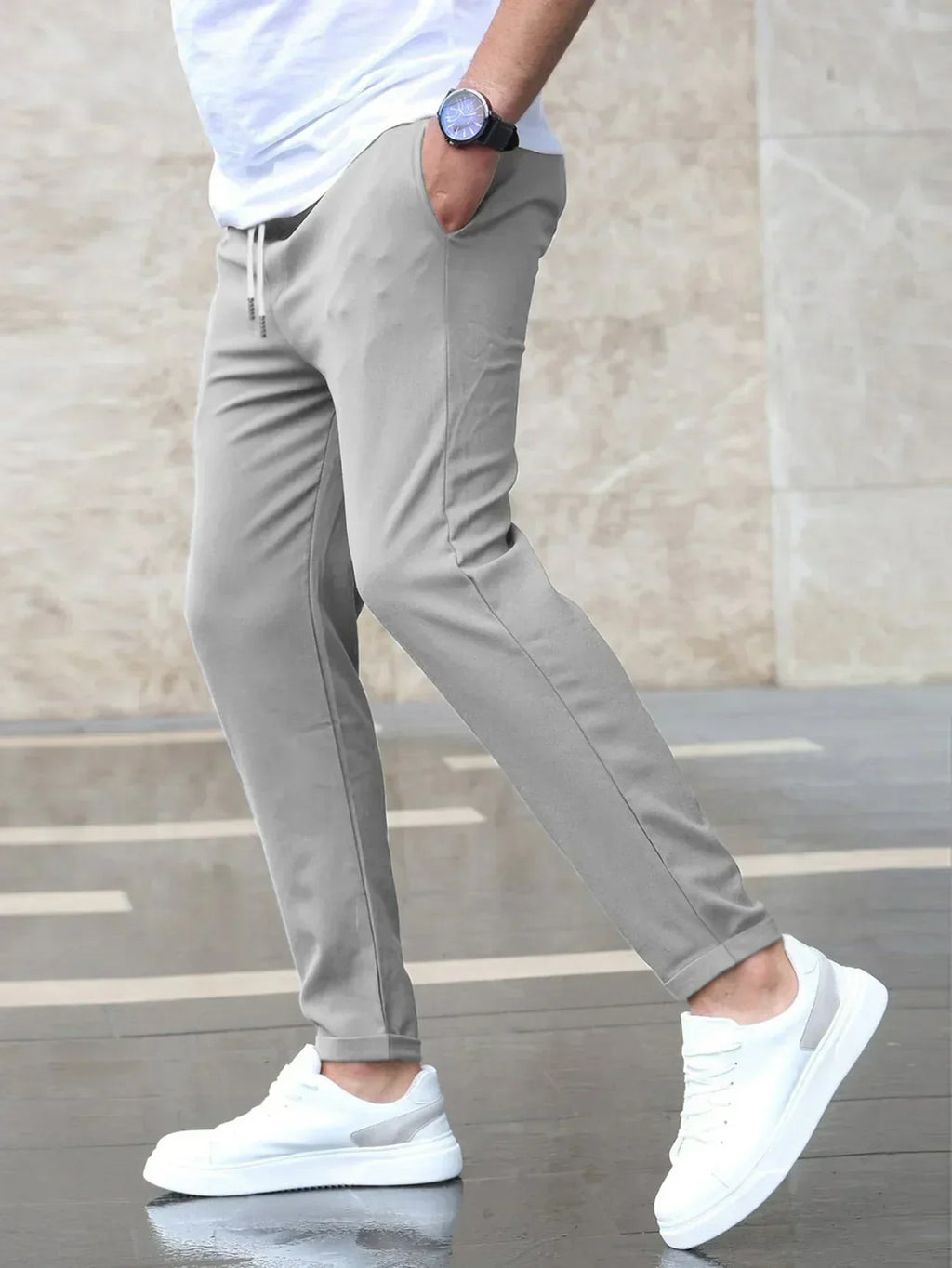 Steven | Men’s Straight Leg Drawstring Pants Everyday Trousers