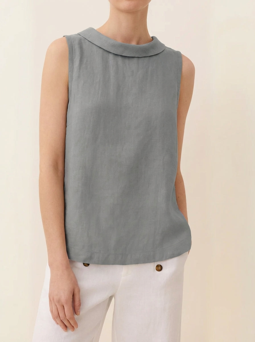 Tessa | Women’s Sleeveless Collar Minimal Summer Day Top