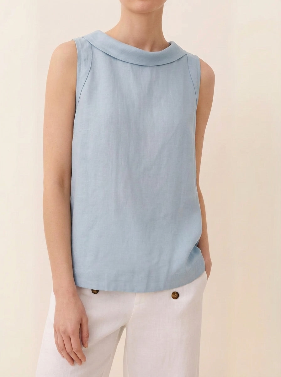 Tessa | Women’s Sleeveless Collar Minimal Summer Day Top